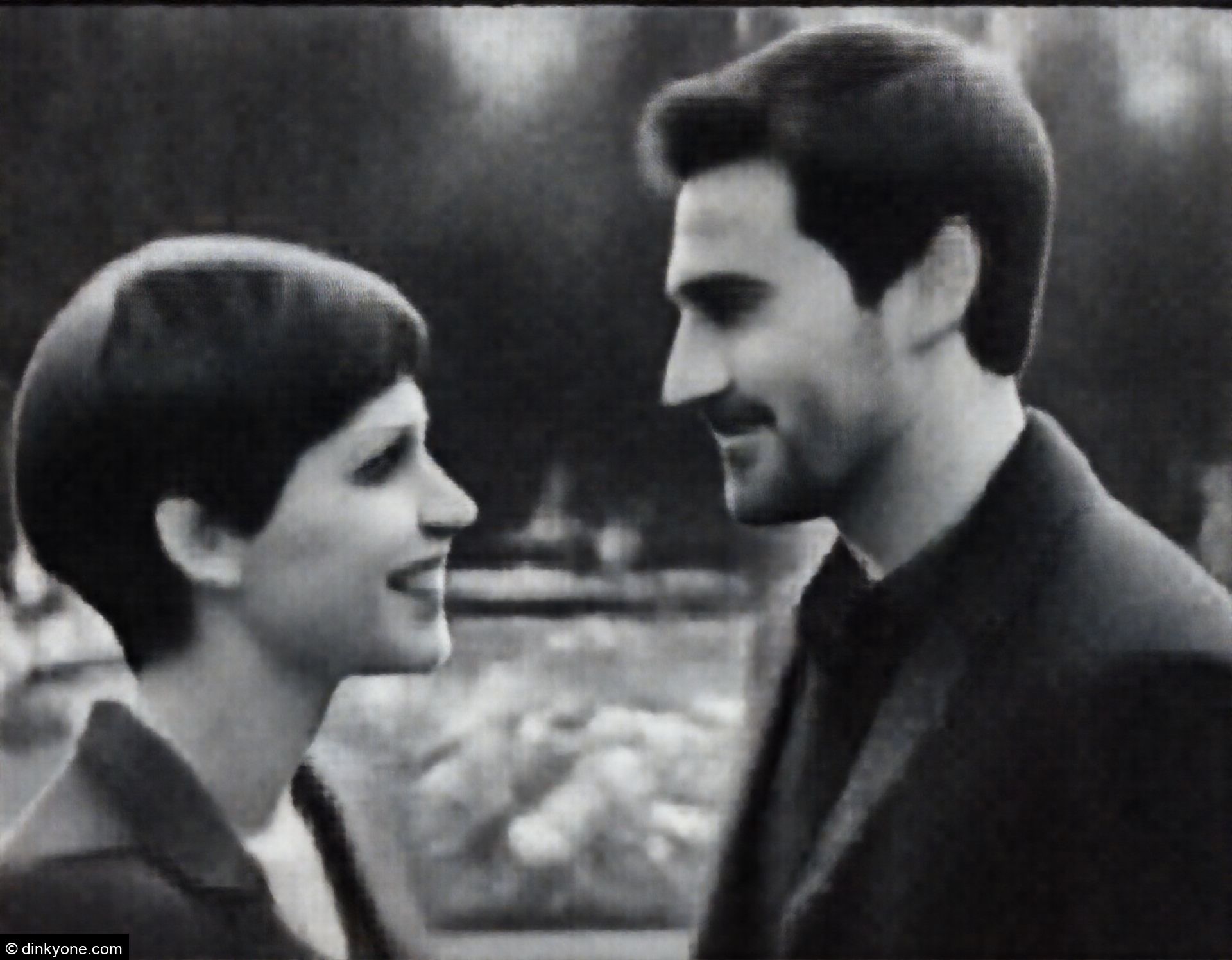 A couple in a public garden with flower displays.